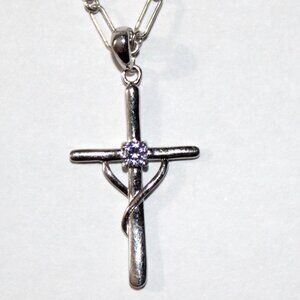 Sterling Silver Cubic Zirconia Cross Necklace